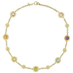  Bielka Multicolored Gemstone & Diamond Sunflower Necklace 