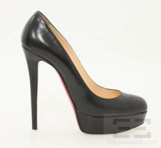   Louboutin Black Leather Bianca 140mm Platform High Heels Size 38