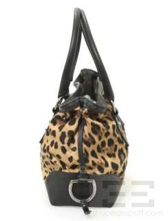 Dolce & Gabbana Leopard Print Fabric & Black Leather Trim Tote Bag 