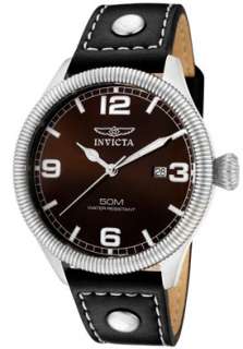 Invicta Mens Vintage Collection 1461 Brown Sunray Dial Black Leather 