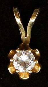 Solid 14KT Gold 15pt Diamond Solitaire Very Nice Pendent  