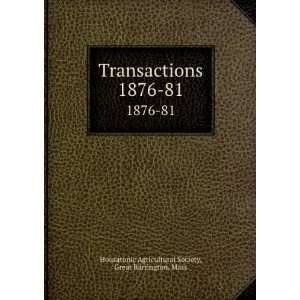  1876 81: Great Barrington, Mass Housatonic Agricultural Society: Books