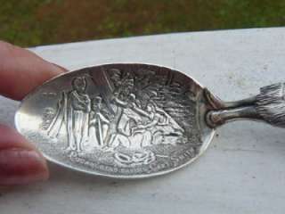   HISTORICAL STERLING SILVER SPOON POCAHONTAS & INDIAN CHIEF JAMESTOWN