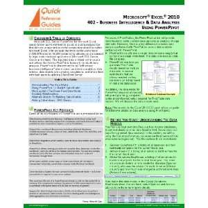  Microsoft® Excel® 2010 Quick Reference Guide: 402   Business 