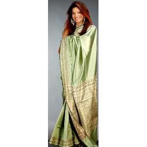  Tea Green Banarasi Sari Thread Weave on Border and Pallu 
