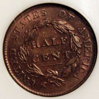 1825 CLASSIC HEAD HALF CENT BEAUTIFUL RED BROWN  