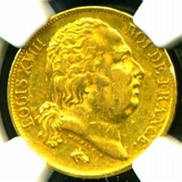 1817 A FRANCE LOUIS XVIII GOLD COIN 20 FRANCS * NGC CERTIF GENUINE 