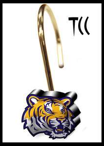NEW Official Louisiana State University LSU Tiger Shower Curtain Rings 