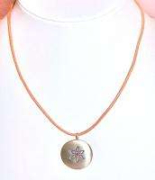   Ro Silver Ruby Lotus Mandala Pendant Necklace Sterling Leather  