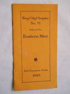 1935 PORT TOWNSEND EASTERN STAR KEY CITY CHAPTER #71  