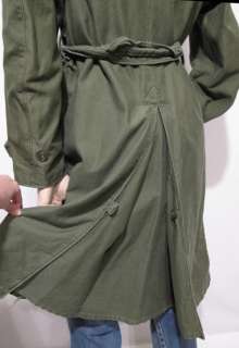 SALE! Vtg 60s Army Green MILITARY Trench DOUBLE BUTTON Over Coat Long 