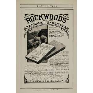   Ad Rockwood Mens Underwear Bennington VT Sheep   Original Print Ad