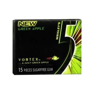 Wrigleys 5 Vortex Green Apple Sugarfree Gum (case of 10):  