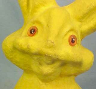 Papier Mache Easter Bunny Rabbit Vintage Yellow Laughing Happy Funny 