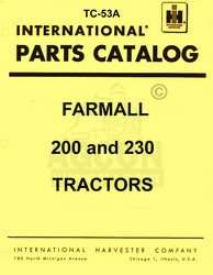 Farmall International 200 & 230 Parts Catalog Manual IH  