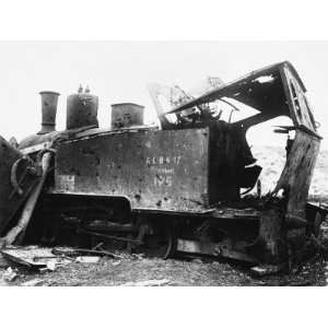 Destroyed Railway Engine the Peronne in France During World War I 