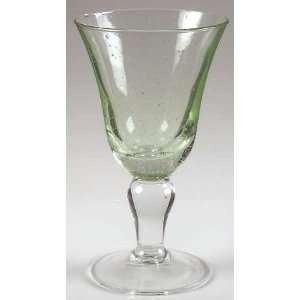  La Verrerie de Biot Duet Green Water Goblet, Crystal 