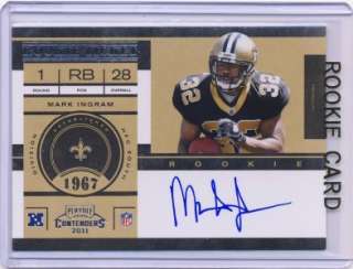 MARK INGRAM 2011 PLAYOFF CONTENDERS AUTO ON CARD RC ROOKIE TICKET #213 