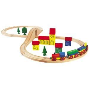 Heros Super City 41 Piece Wooden Toy Play Set incl. Railway, Train 