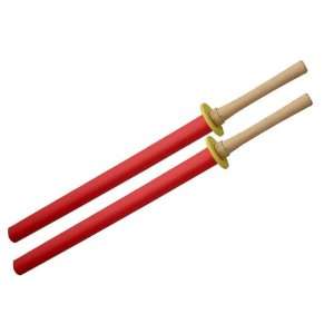    Practice Red Foam Sword with Wooden Handle