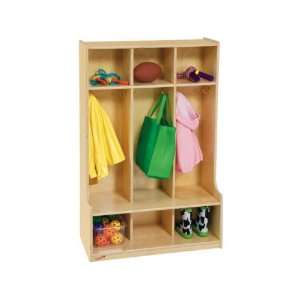  3 Section Wood Locker with Offset Edge 