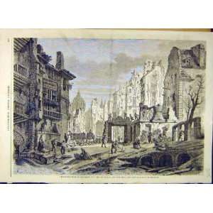  1858 School Demolitions Street Buildings French Print 