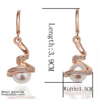 Free shipping 18K Rose Gold GP Use Crystal rhinestone&pearl Earrings 