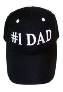 NUMBER ONE DAD WORLDS BEST DAD EMBROIDERED BLACK HAT  