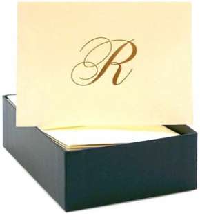   Engraved Gold Initial S Ecru Boxed Card set of 20 by Crane & Co Inc