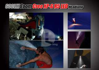 600LM Zoomable Cree XPG R5 LED Headlamp Headlight Light Spot Flood 