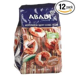 Abadi Mediterranean Savory Cookies   Sesame, 9 Ounce Bags (Pack of 12 