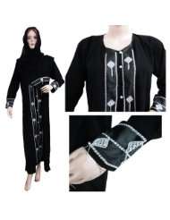 Ibaexports Black Abaya 3pcs Hijab Niqab Zircon Stone Work Muslim 
