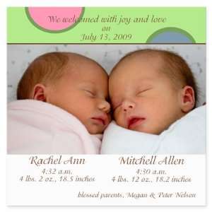  Twin Girl/Boy Bubbles Birth Announcement: Baby