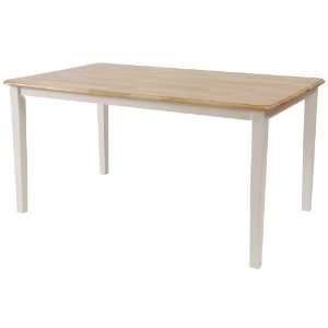  ABM Wood Bullnose Dining Table, White/Natural