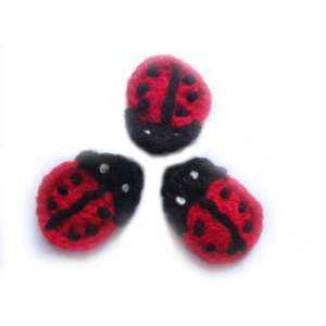   10pc Red/Black Ladybug Crochet Appliques cf18: Arts, Crafts & Sewing