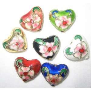  50 14x16mm Handmade Heart Mix Cloisonne Beads By 