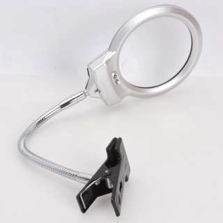 25X 5X Metal Hose Magnifier Desktop Magnifying Glass 2 LED Dual 