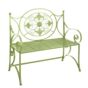  Decorative Scroll Accent Iron Garden Bench W/ Grill Seat 