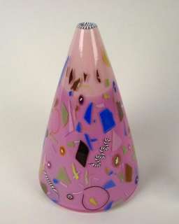 Richard Marquis Noble Effort Art Glass Conical Vase  