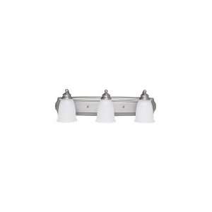    132 3 Light Bath Vanity Light in Matte Nickel with Acid Washed glass