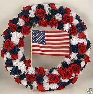 Cemetery Flowers Silk Arrangement  American Wreath  