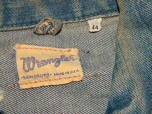 1960s Mens Wrangler White Tag Denim Jacket sz 44  