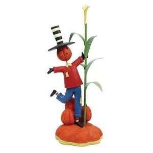 Blossom Bucket Pumpkin Man Scarecrow with Corn Stalk Halloween 