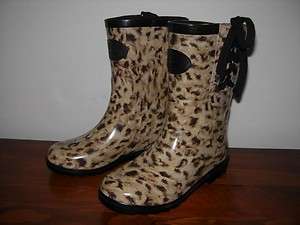 Juicy Couture girls Rain Boots Leopard sz 12 nwt  