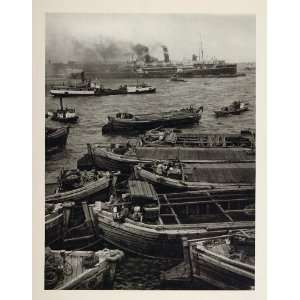  1930 Photogravure Japan Seaport Wood Boats Sea Ship 