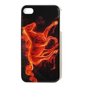 Gino IMD Red Horse Pattern Plastic Back Cover Black for 