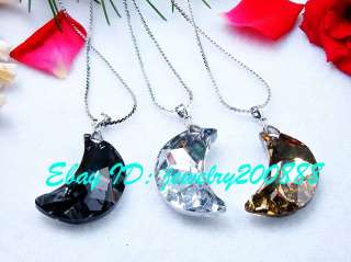12strands Moon Crystal Glass Pendant Necklaces FREE  
