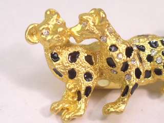 18KT GOLD GP DOUBLE LION PANTHER PIN BROOCH #3136  