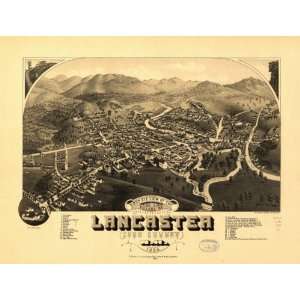  1883 Birds eye map of Lancaster, New Hampshire