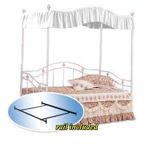 White Canopy Set White Metal Twin Day Bed Day Bed and Mattress Rails 